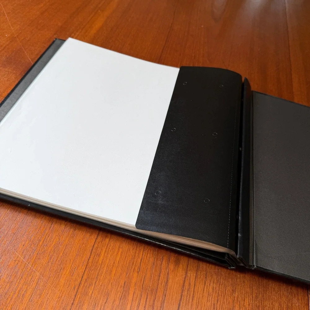 Fire Fighter Black Faux Leather Photo Album Scrapbook Maltese Cross Emblem FD